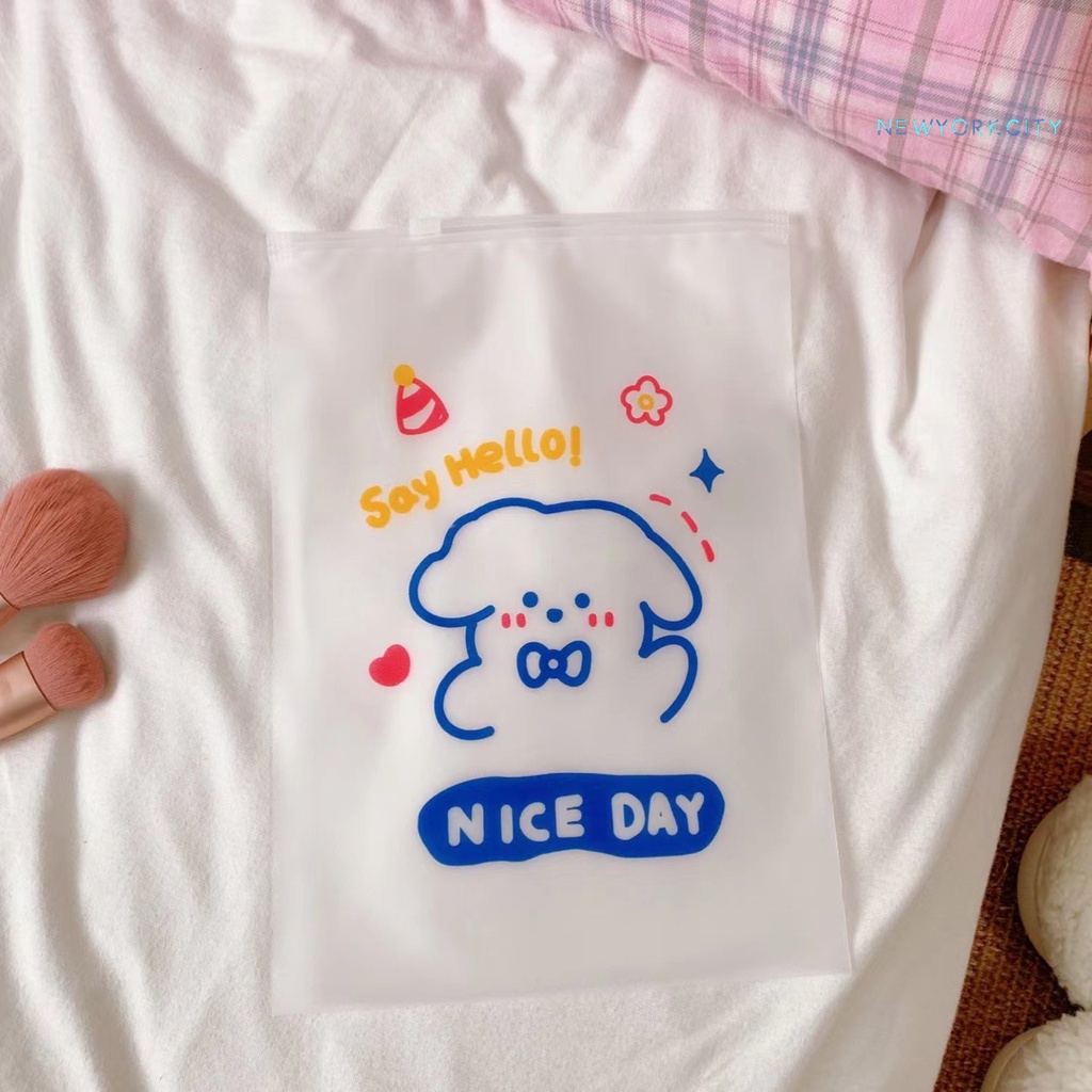 Ny-5 Túi Đựng Đồ Trong Suốt In Họa Tiết Gấu Và Chữ Cái Có Khóa Kéo Nhỏ Gọn Dành Cho Gia Đình