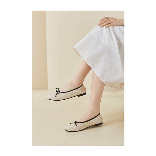 Giày BúP Bê MũI Vuông-AA0193 ĐíNh Nơ Xinh XắN