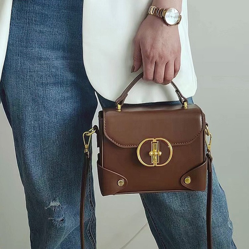 Túi Đeo Chéo Hình Vuông Cỡ Nhỏ Màu Trơn Đơn Giản Thời Trang Cho Nữ