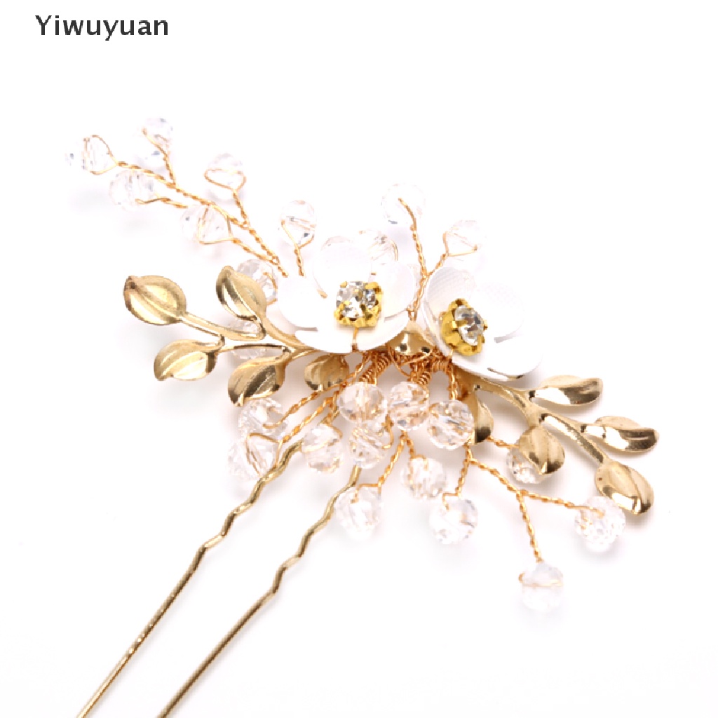 2 Trâm Cài Tóc Hình Hoa Lá Đính Đá Thủ Công Cho Cô Dâu