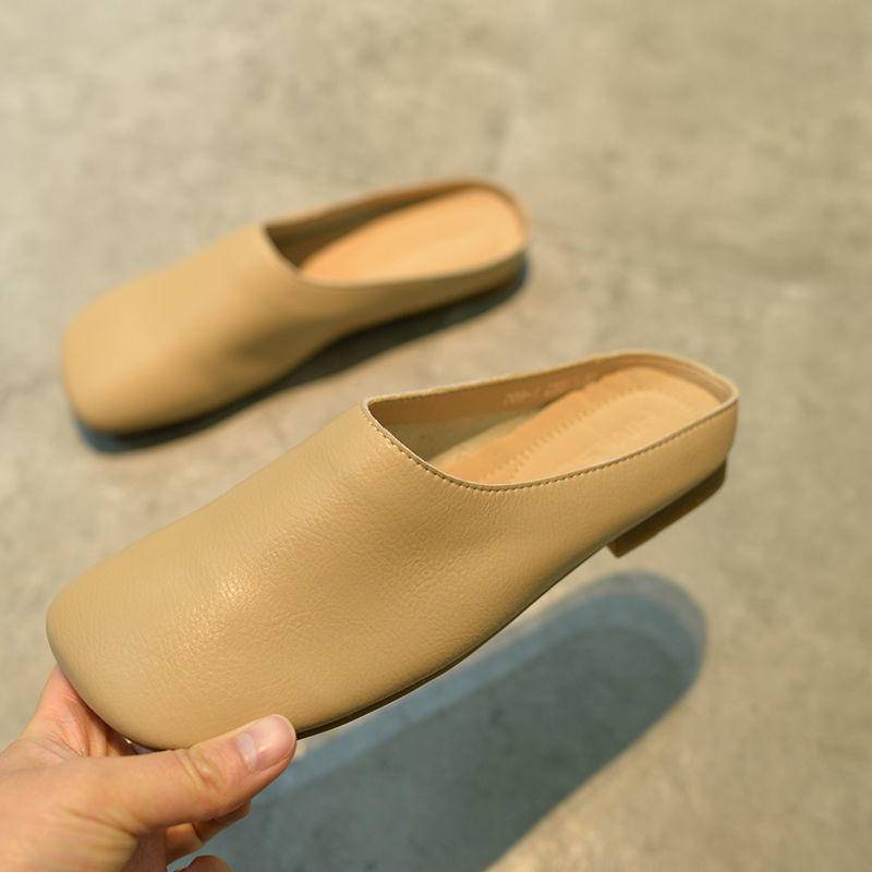 Hàng Có Sẵn!Dép Bít Mũi Vuông Đế Bằng Dễ Phối Đồ Thời Trang Cho Nữ