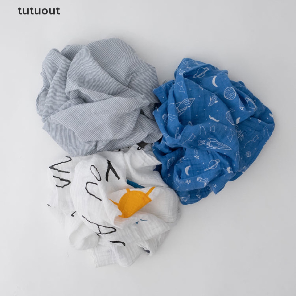 Set 3 Chăn Cotton Muslin Họa Tiết Mặt Trời Mặt Trăng Ngôi Sao Quấn Em Bé Sơ Sinh Hàng Mới Về