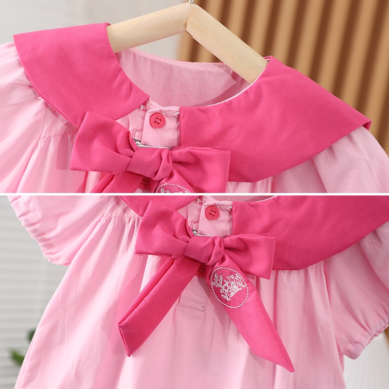 Đầm Công Chúa Giả Hai Lớp Phối Lưới Thắt Nơ Dễ Thương Cho Bé Gái 1-5 Tuổi