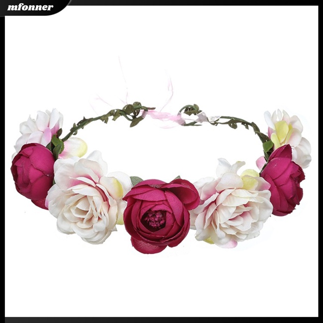 Vòng Hoa Hồng Đội Đầu Kèm Dây Ruy Băng Điều Chỉnh Được Cho Nữ