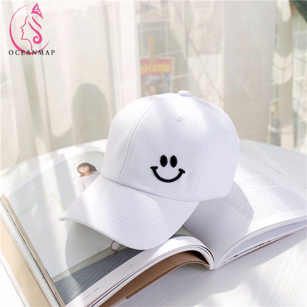 Mũ Lưỡi Trai Cotton Thêu Hình Mặt Cười Đơn Giản Phong Cách Hip Hop Cho Nam Và Nữ