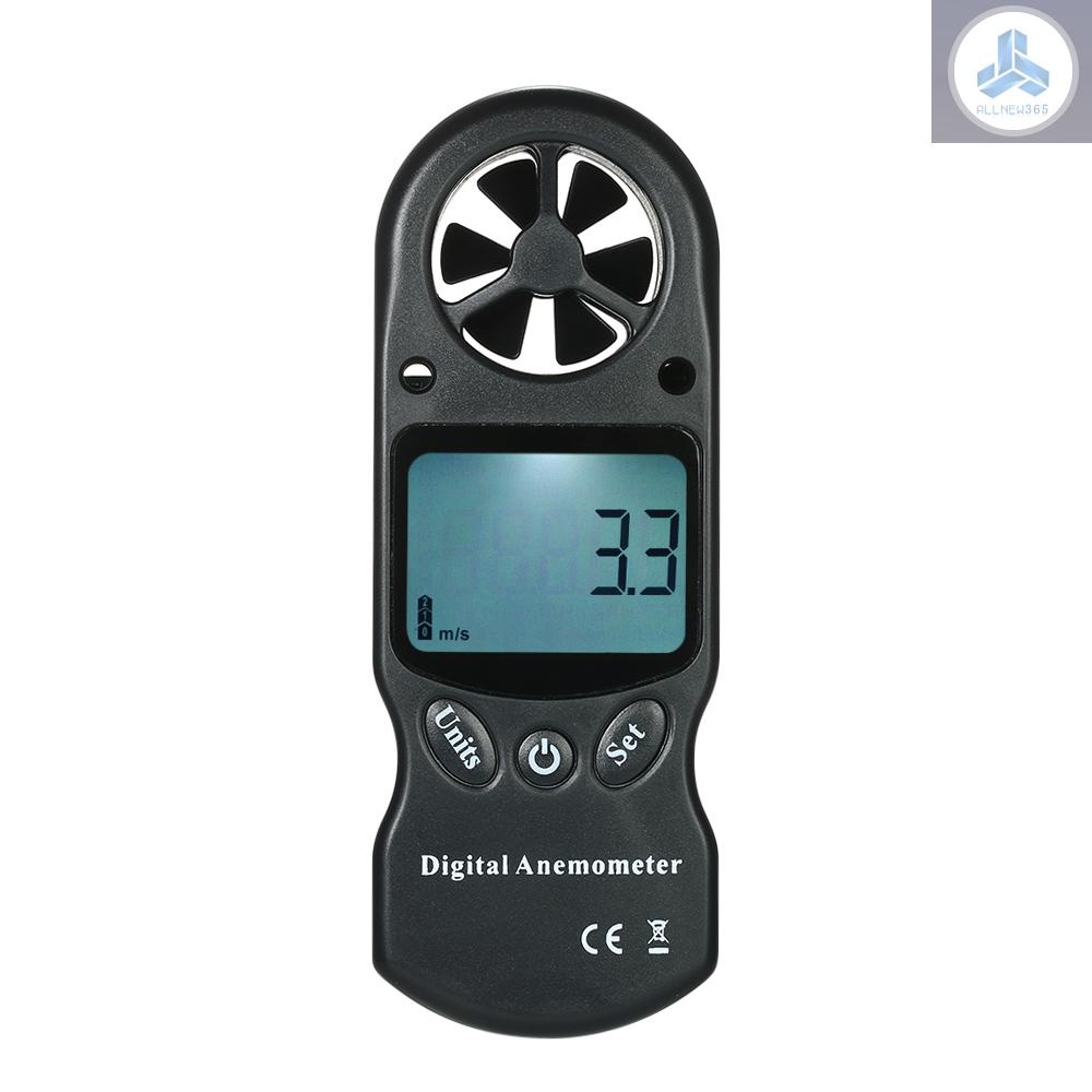 8 in 1 Handheld Digital Anemometer Wind Speed/Temperature/Humidity/Wind Chill/Heat Index/Dew Point/Barometric Pressure/Altitude Meter with LCD Backlight--Black