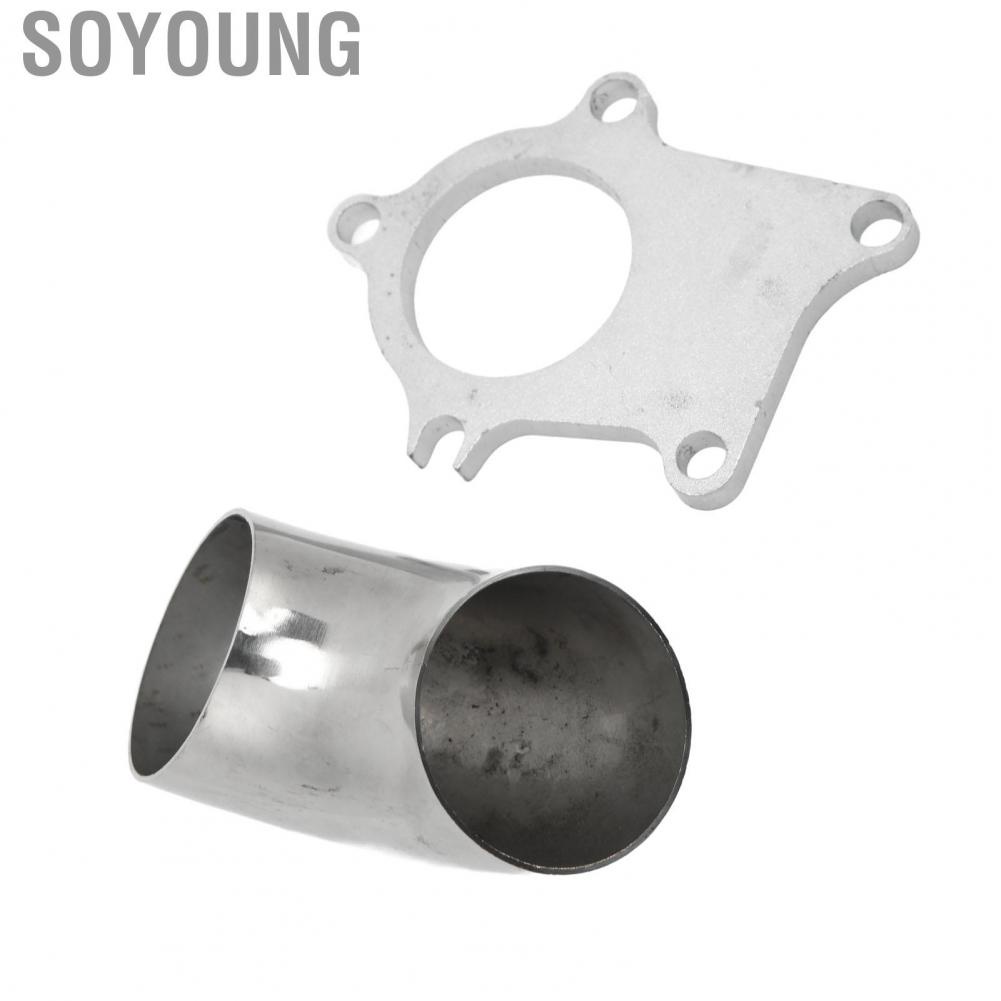 Soyoung Turbo Downpipe Adapter Flange  Impact Resistant Engine Strong Air Intake High Strength Power with 2.5in 90° Elbow for T4