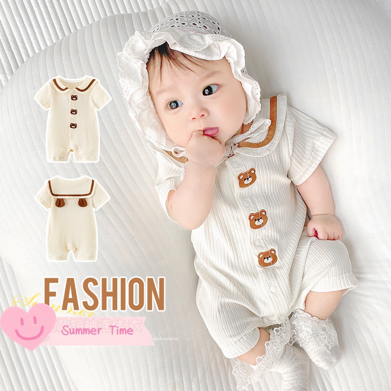 Áo Liền Quần Ngắn Tay Phong Cách Công Chúa Mùa Hè Mẫu Mới Cho Bé Gái Sơ Sinh 0-18 Tháng Tuổi