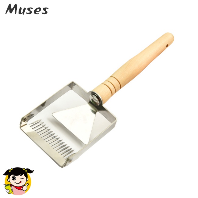 Set 2 Nĩa Bằng Thép Không Gỉ Tay Cầm Bằng Gỗ Hình Tổ Ong