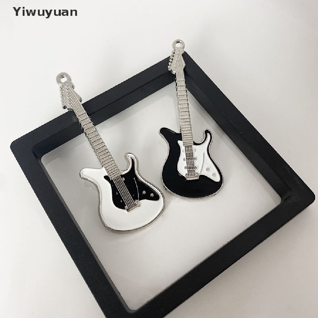 < Yiwuyuan > Y2K Kẹp Tóc Phụ Kiện Trang Sức Hình Đàn Guitar Trắng Đen Đáng Yêu Có Khóa Cài