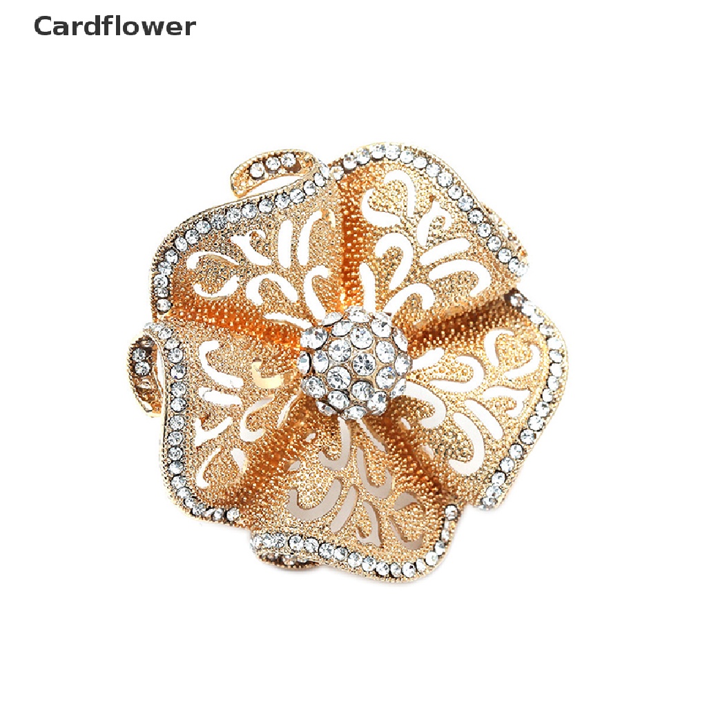 &lt; Cardflower &gt; Nhẫn Hình Hoa Lớn Đính Đá Zircon Màu Vàng Đồng Cổ Điển Ấn Độ Có Thể Điều Chỉnh Làm Quà Tặng