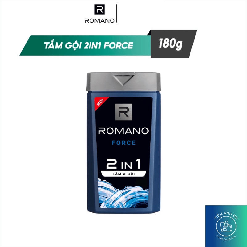 Tắm gội 2 trong 1 hương nước hoa Romano 2in1 Classic/ Force/ Gentleman/ Attitude chai 180g