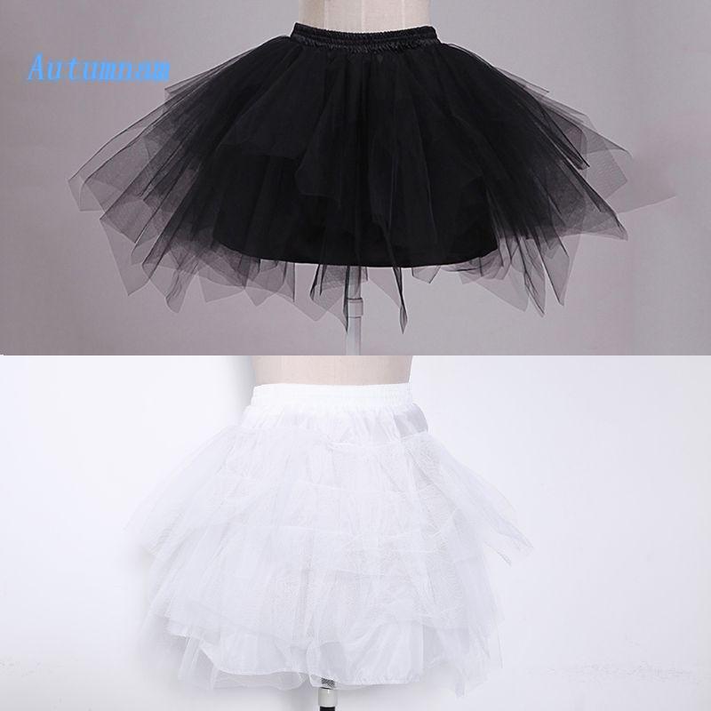 Áo Khoác Petticoat Ngắn Lưng Thun 4 Lớp Màu Trơn Có Dây Rút Cho Nữ