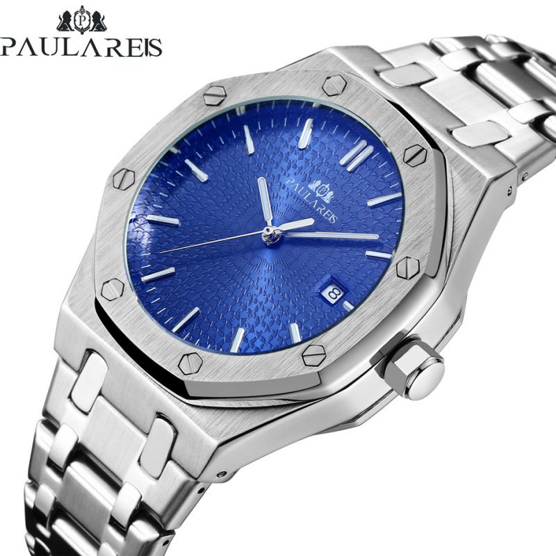 Đồng Hồ Cơ Paulareis AP01 Với Dây Đeo Thép Sồi Phát Quang Tự Động Cho Nam