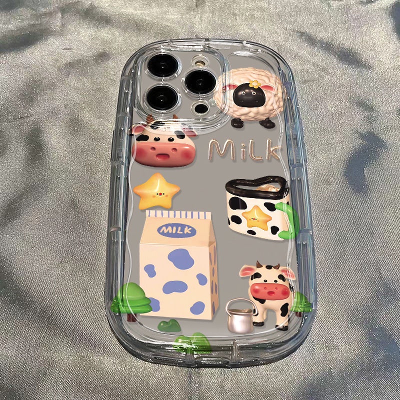 ✅Ốp Điện Thoại Mềm Trong Suốt Chống Sốc Hình Bò Sữa Cho Iphone 14 / 13 8P7 Xr / 12xs 11
