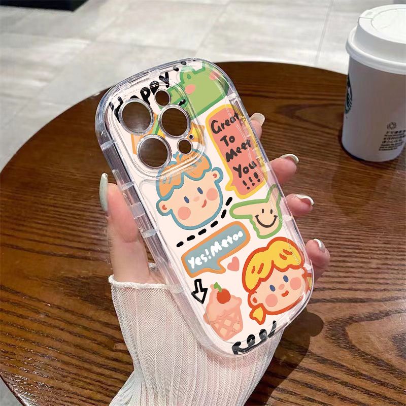 ✅Ốp Điện Thoại Mềm Trong Suốt Chống Sốc In Họa Tiết Graffiti Cho Iphone 11I 14 7 / 8p 12xs promax xr13