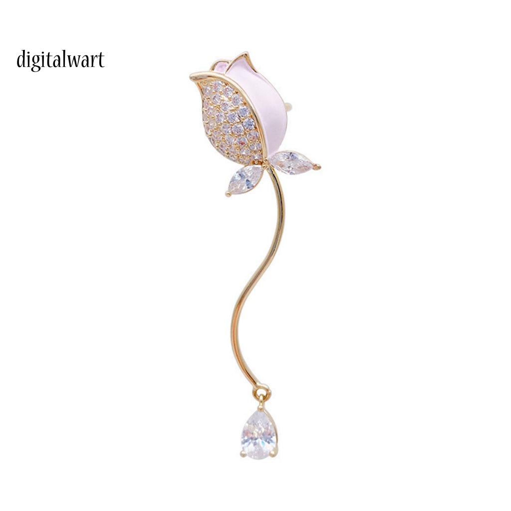 Kỹ Thuật Số| 1 Khuyên Kẹp Vành Tai Hình Hoa Tulip Đính Đá Phong Cách Retro