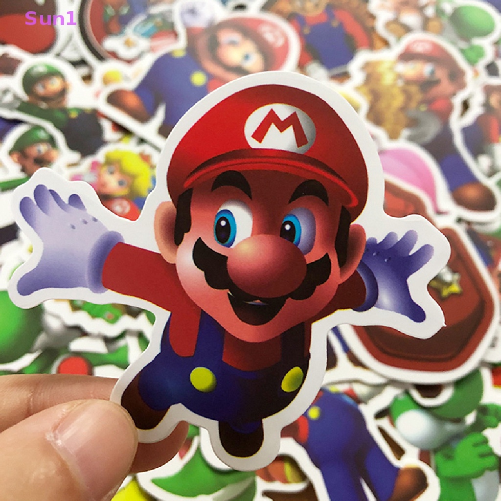 Set 50 Sticker Super Mario Bros Dán Trang Trí Ván Trượt / Laptop / Hành Lý DIY Sun1 >