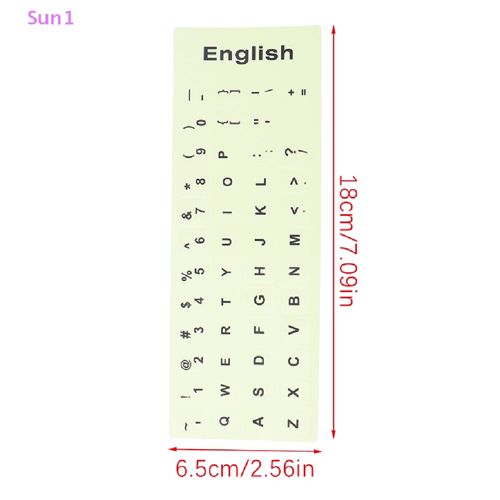 Sun1 &gt; Miếng Dán Bàn Phím Dạ Quang Chữ Tiếng Anh Nga Nga Dành Cho Laptop PC well