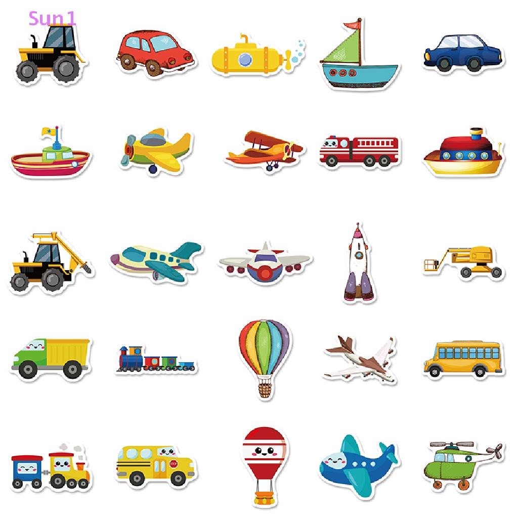 Bộ 50 Miếng Dán Họa Tiết Giao Thông Hoạt Hình Graffiti Trang Trí Ván Trượt / Máy Tính / Điện Thoại