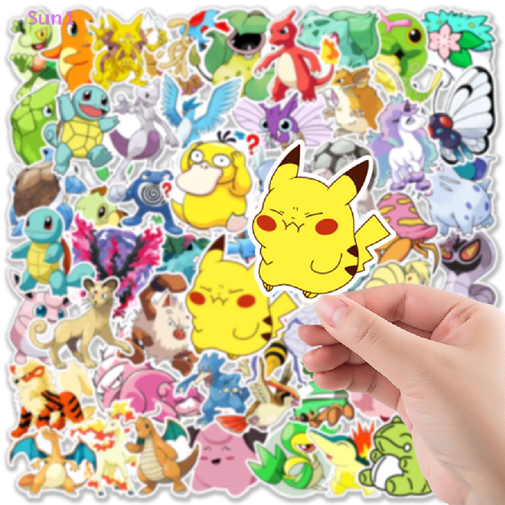 Bộ 50 Sticker Hoạt Hình Pokemon Chống Thấm Nước Xinh Xắn