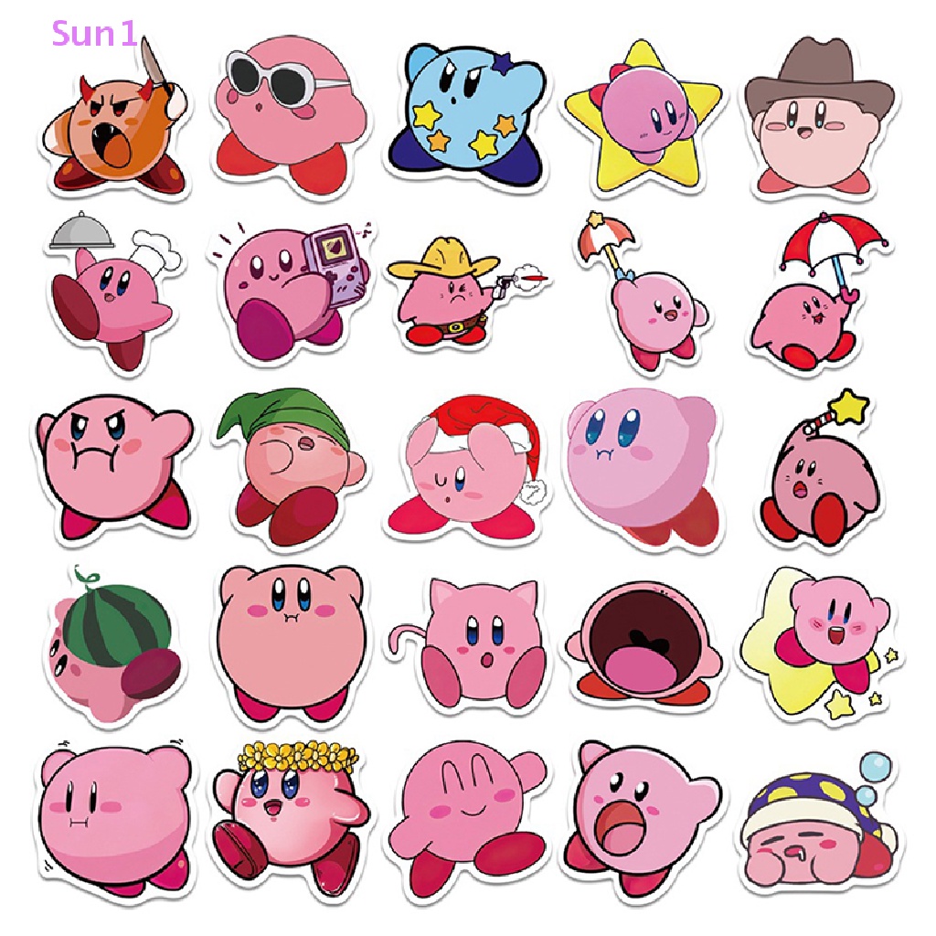 Set 50 Sticker Hoạt Hình Kirby Dán Laptop Guitar Ván Trượt Chống Nước
