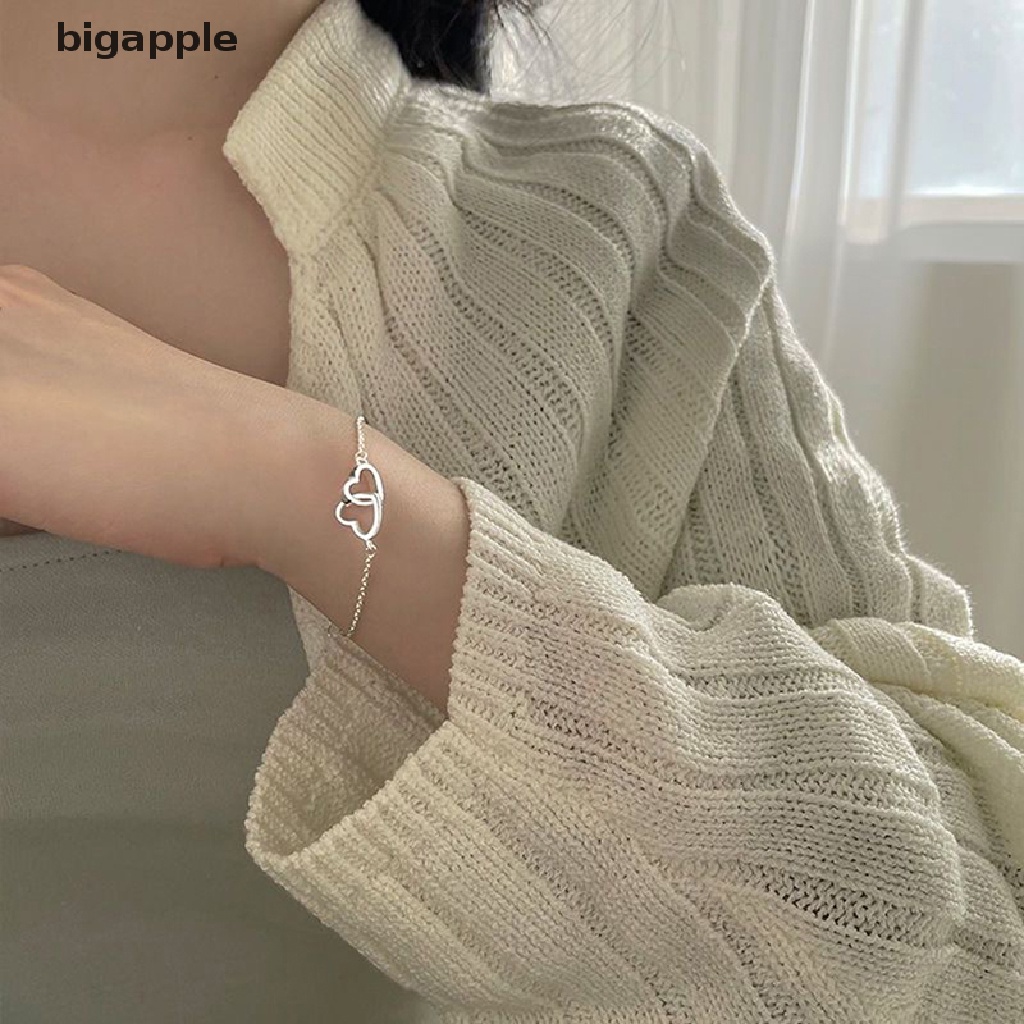 Vòng Tay Dây Xích Rỗng Mặt Hình Trái Tim Đôi Thanh Lịch Cổ Điển Hàng Mới Dành Cho Bạn Nữ RDG