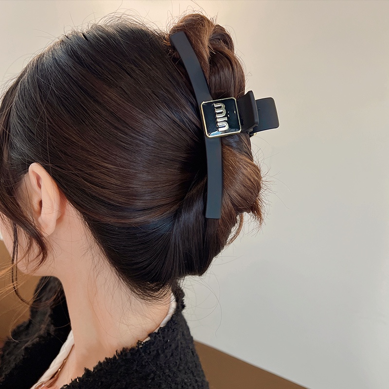 Kẹp Tóc Cá Mập Cỡ Lớn Màu Đen Nhám Phong Cách Cổ Điển Thời Trang Cho Nữ