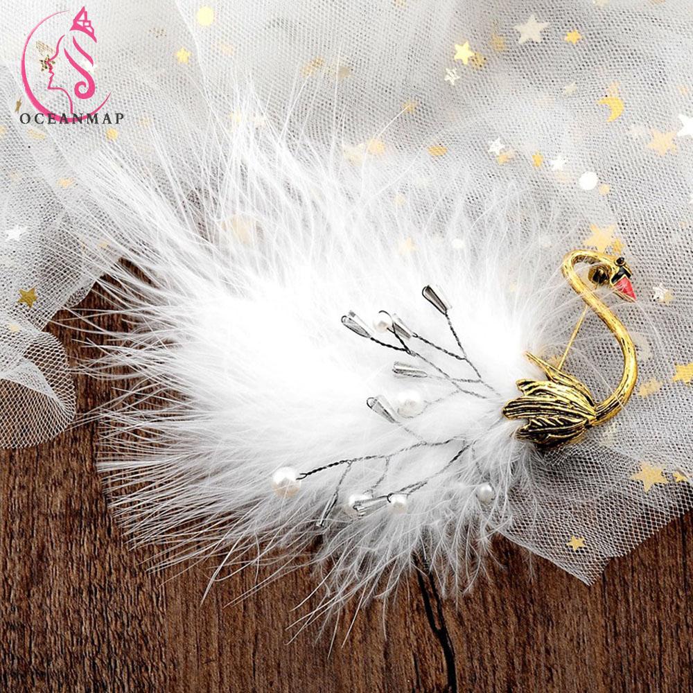 Ghim Cài Áo Hình Thiên Nga Đính Ngọc Trai Nhân Tạo Thời Trang Cho Nữ