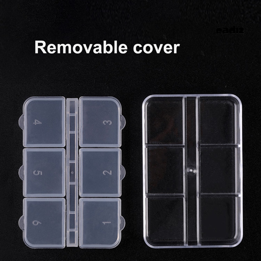 Bộ 5 Hộp Nhựa Trong Suốt 6 Ngăn Đựng Trang Sức Sức Chứa Lớn Tiết Kiệm Không Gian