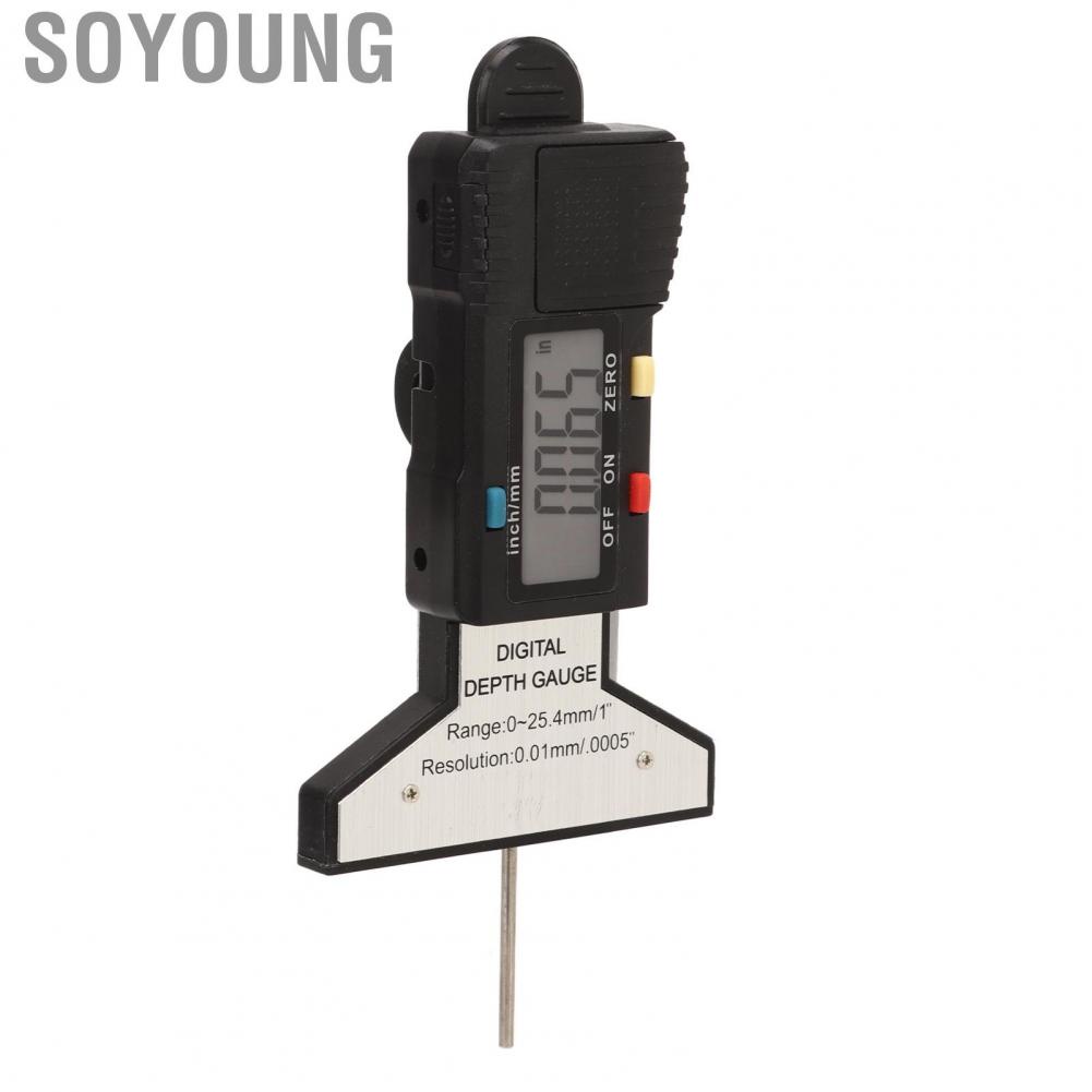 Soyoung Tyre Tread Depth Gauge  Easy To Read LCD Display Portable Measuring Tool Inch Mm Conversion High Accuracy for Cars Trucks