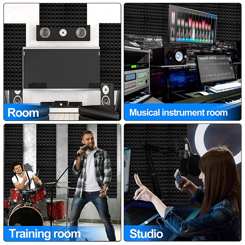 Set 12 Miếng Xốp Cách Âm Hình Kim Tự Tháp 2 Inch x 12 Inch x 12 Inch Gắn Tường / Nhà Ở / Văn Phòng