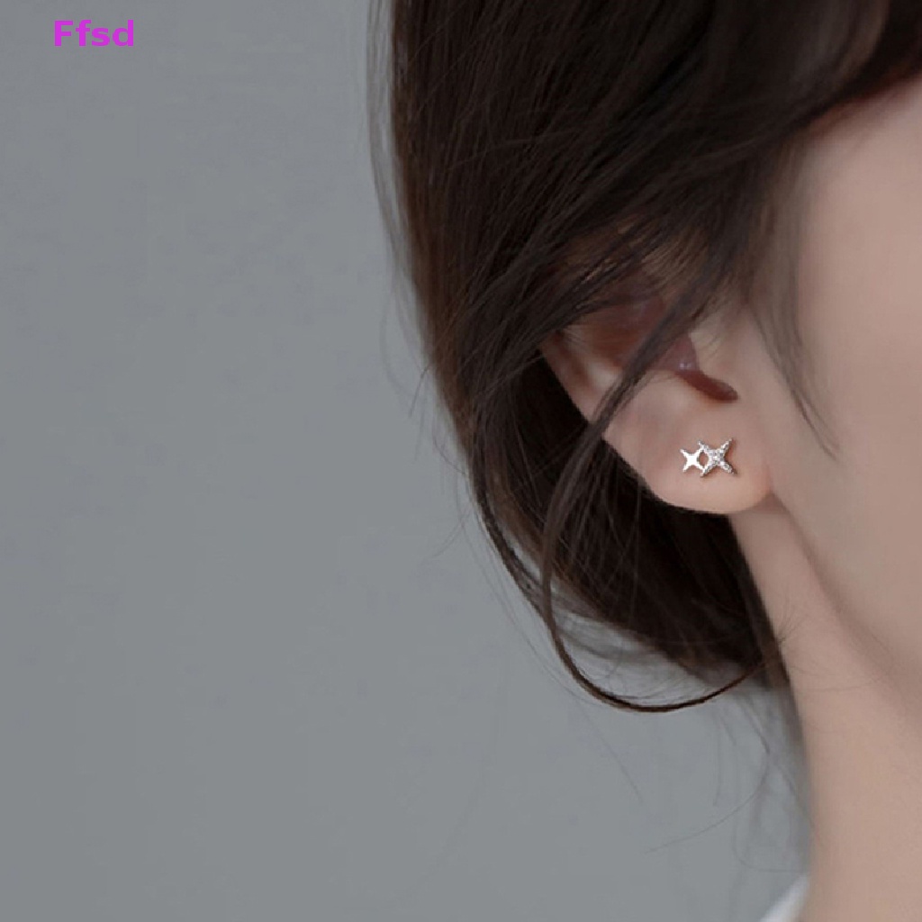 1 Đôi Khuyên Tai Đính Đá Zircon Hình Ngôi Sao Thời Trang Cho Nữ