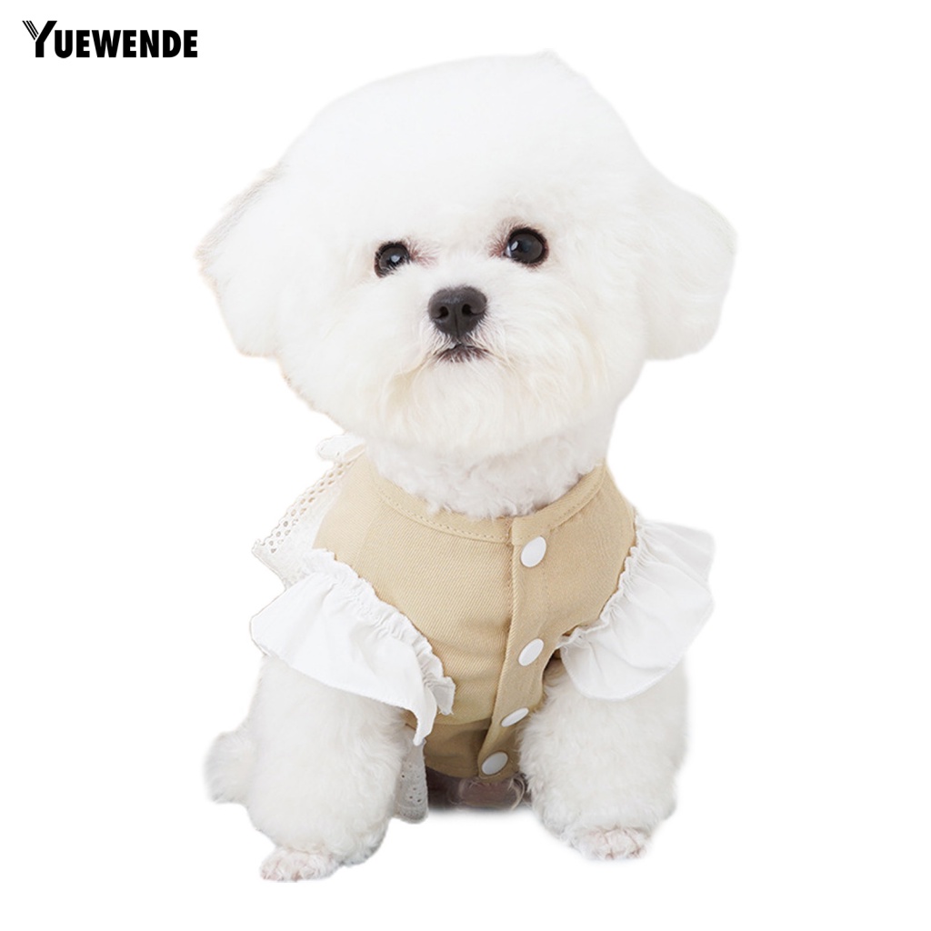 Yue.z Trang Phục Họa Tiết Hoa Viền Ren Trắng Cỡ Nhỏ Vừa Nhỏ Cho Thú Cưng