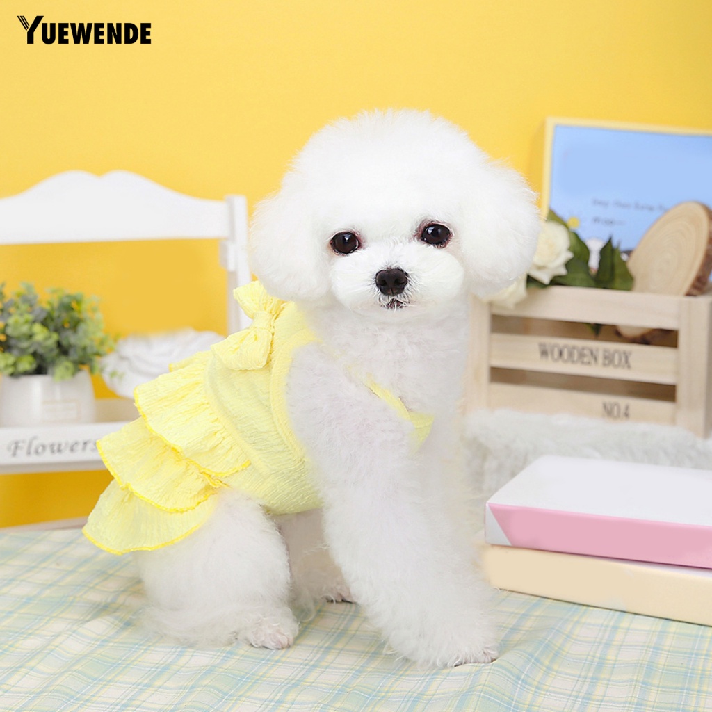 Yue.z Đầm Công Chúa Viền Bèo Nhún Nhiều Lớp Màu Sắc Tươi Sáng Mặc Hằng Ngày Cho Cún