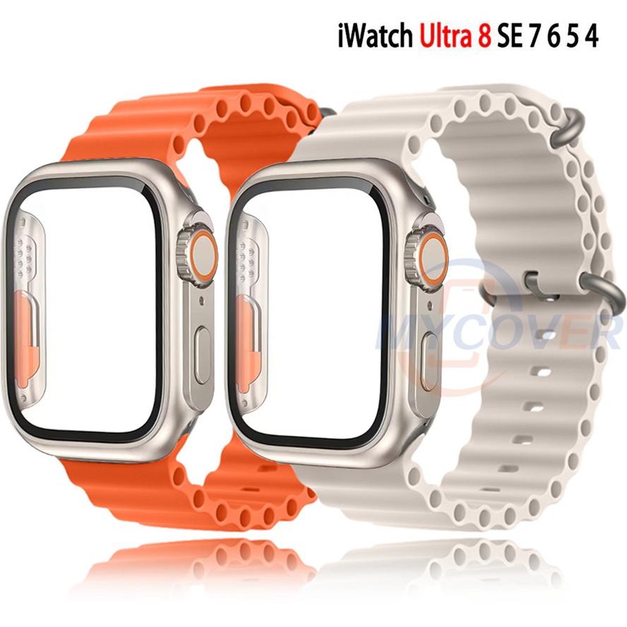 Ốp Bảo Vệ Mặt Đồng Hồ Thông Minh + Kính Dành Cho 8 Ultra Pro 7 6 SE 5 4 3 2 1 Size 41mm 45mm 44mm 42mm 40mm 38mm