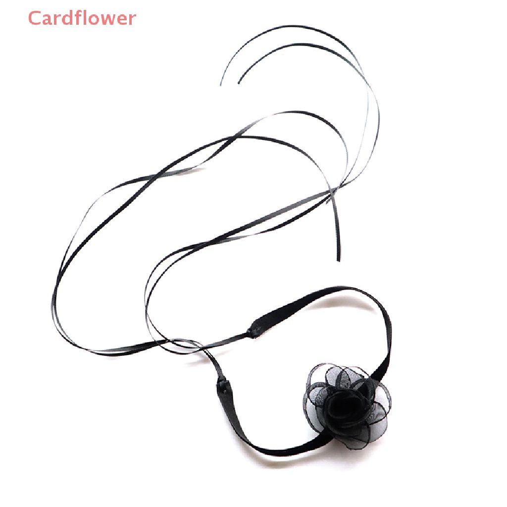 < Cardflower > Vòng Cổ Choker Dây Ruy Băng Hoa Trà Đen Siêu Dài Gợi Cảm Làm Quà Tặng Tiệc Tùng