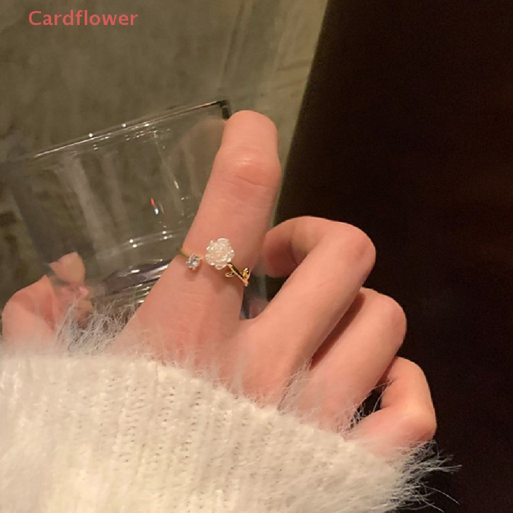 < Cardflower > Nhẫn Hở Hình Hoa Trà Dễ Thương Nhẹ Nhàng Và Xinh Xắn Có Thể Điều Chỉnh Làm Quà Tặng Thời Trang Cho Bạn Gái