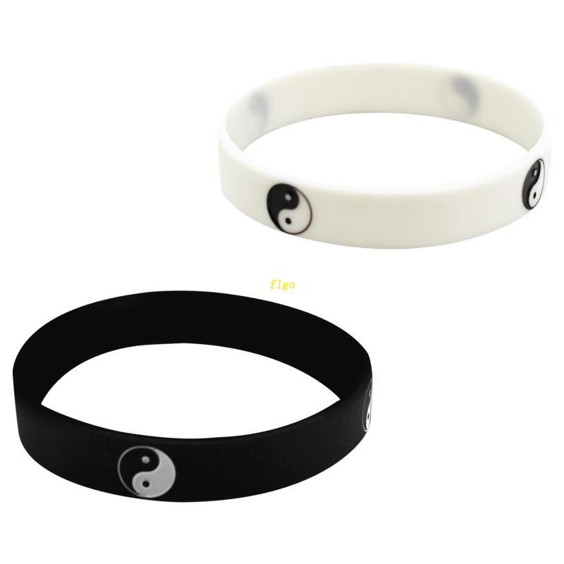 Set 5 Vòng Tay Silicone Cao Su Thái Cực Quyền Màu Trắng Đen Thời Trang