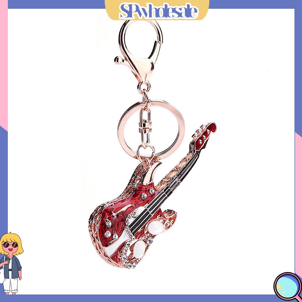 <SPwholesale> Móc Khóa Hình Đàn Ghi Ta Đính Đá Thời Trang
