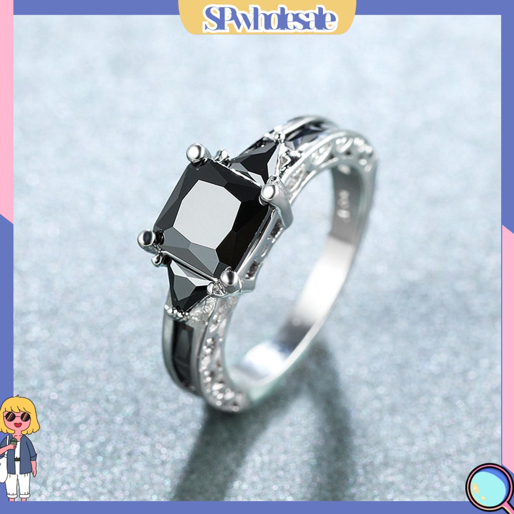 <SPwholesale> Nhẫn Nữ Đính Đá Zircon Phong Cách Âu Mỹ Cổ Điển Sáng Bóng Trang Trí Đám Cưới