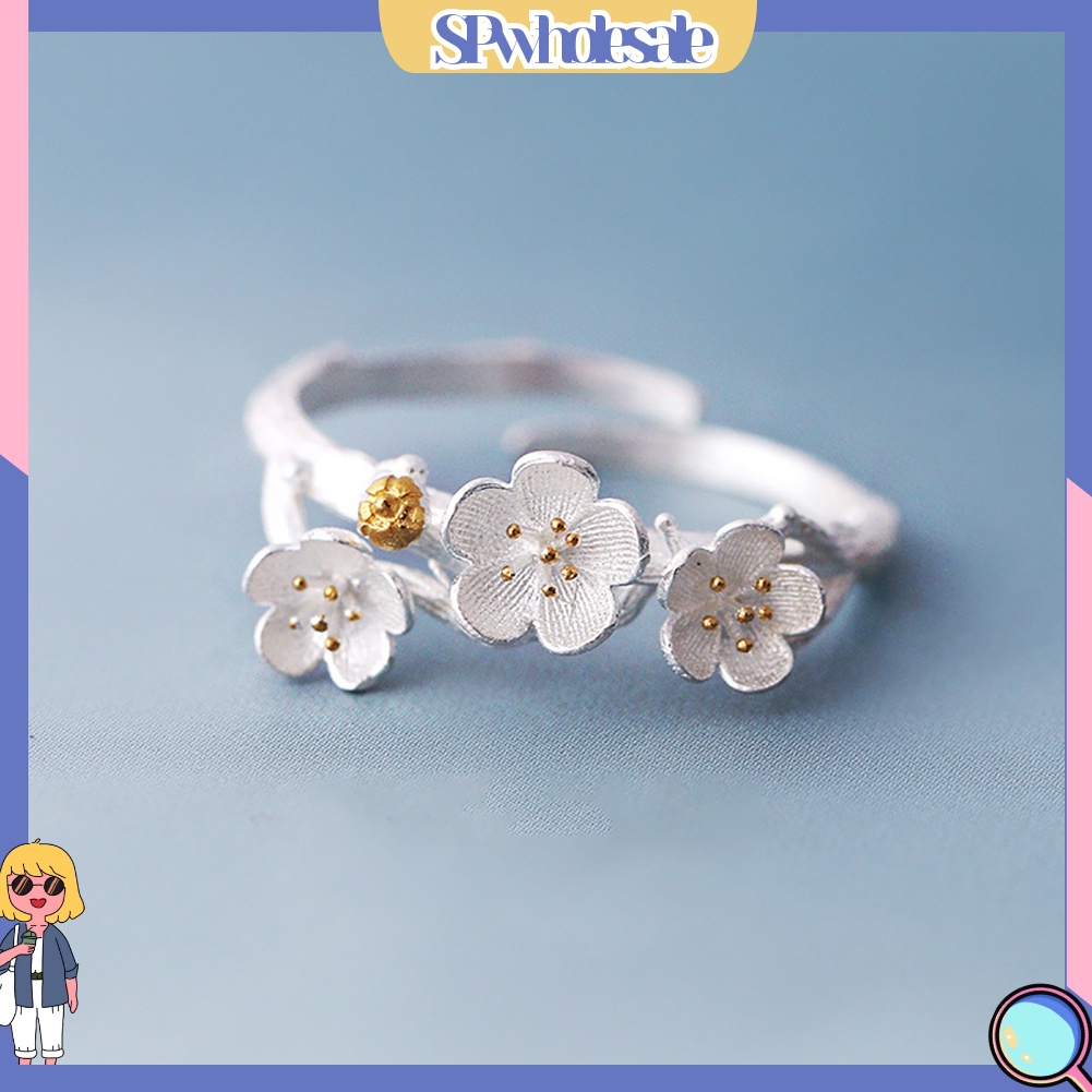 &lt;SPwholesale&gt; Nhẫn Hở Hình Hoa Mận Thời Trang Cho Nữ