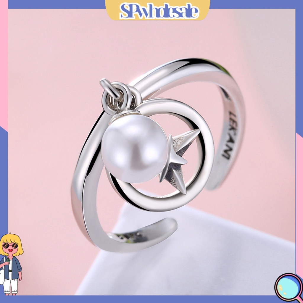 <SPwholesale> Nhẫn Cưới Bạc 925 Đính Ngọc Trai Nhân Tạo Thời Trang Dành Cho Nữ