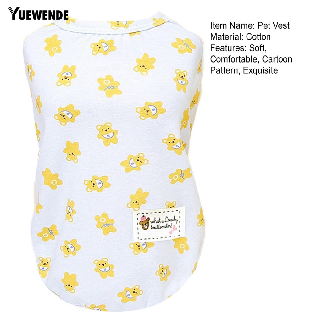 Yue.z Áo Sơ Mi Cotton Mềm Mại Họa Tiết Gấu Hoạt Hình Mặc Hàng Ngày Cho Cún Cưng