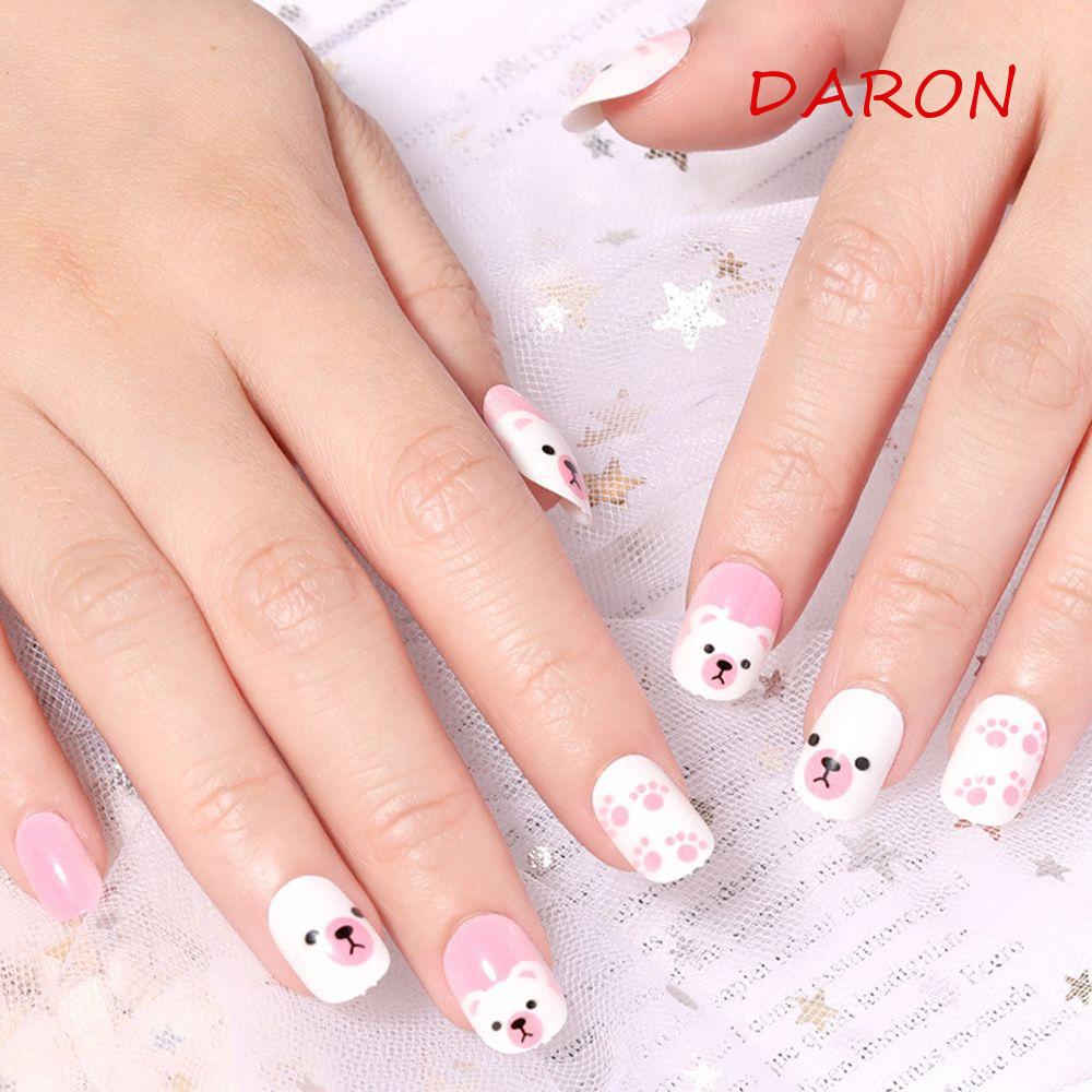 Bộ Móng Tay Giả In Họa Tiết Hoa Hoạt Hình Nhiều Màu Dễ Thương Có Thể Tháo Rời DIY