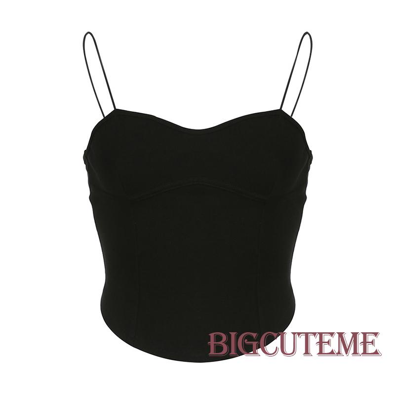 [] - Áo Croptop Không Tay Màu Trơn Dáng Ôm Thời Trang Mùa Hè Đơn Giản Dành Cho Nữ