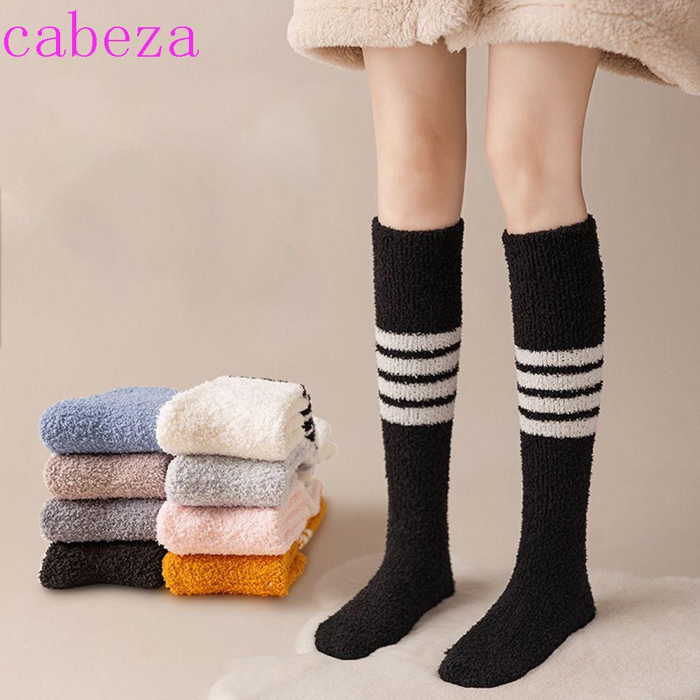 Vớ Lông Cừu San Hô Dày Màu Trơn Họa Tiết Kẻ Sọc Thời Trang Thu Đông Cho Nữ