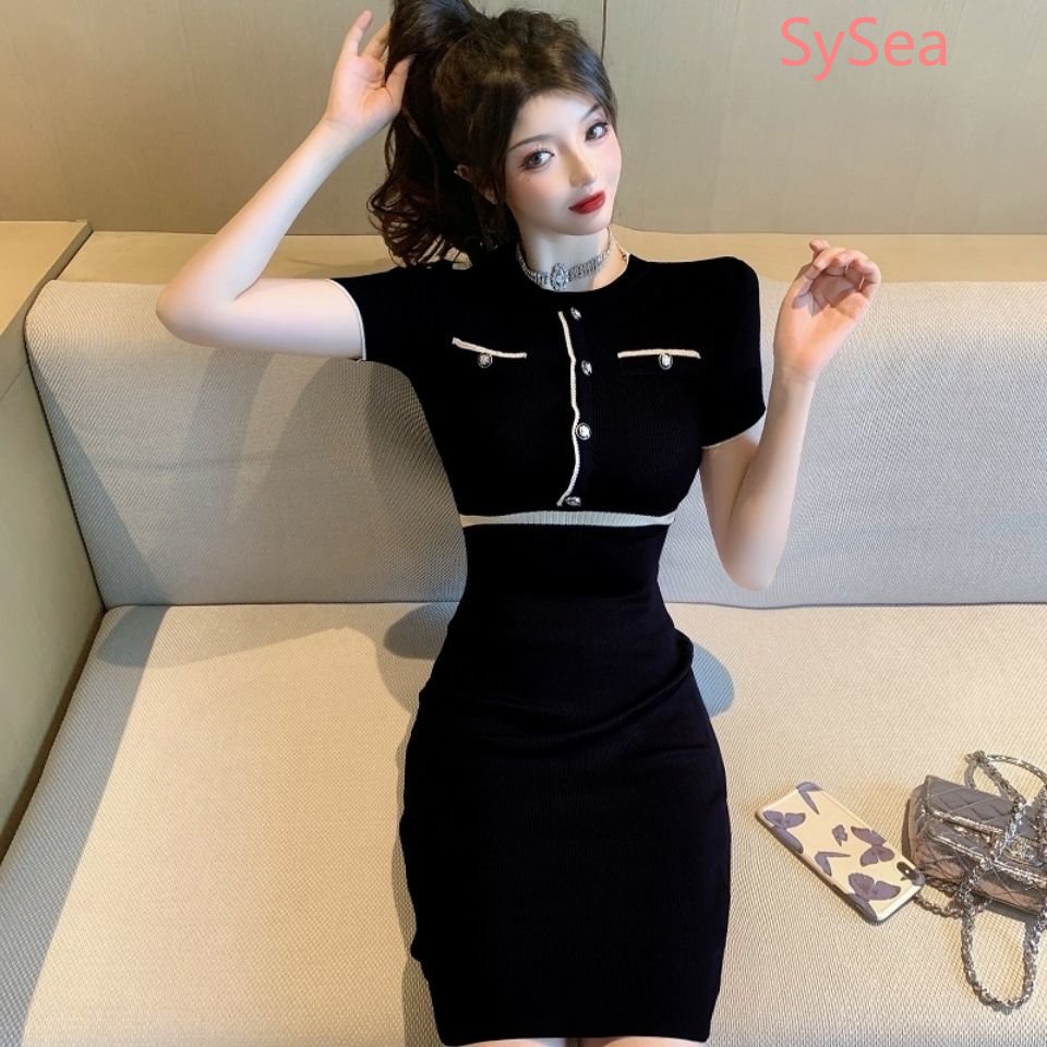 Đầm Dệt Kim Ngắn Tay Thời Trang Mùa Hè Cho Nữ