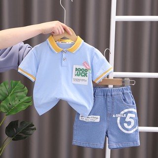 Bộ Áo Thun + Quần Short In Họa Tiết Hoạt Hình Dễ Thương Thời Trang Mùa Hè Cho Bé Trai