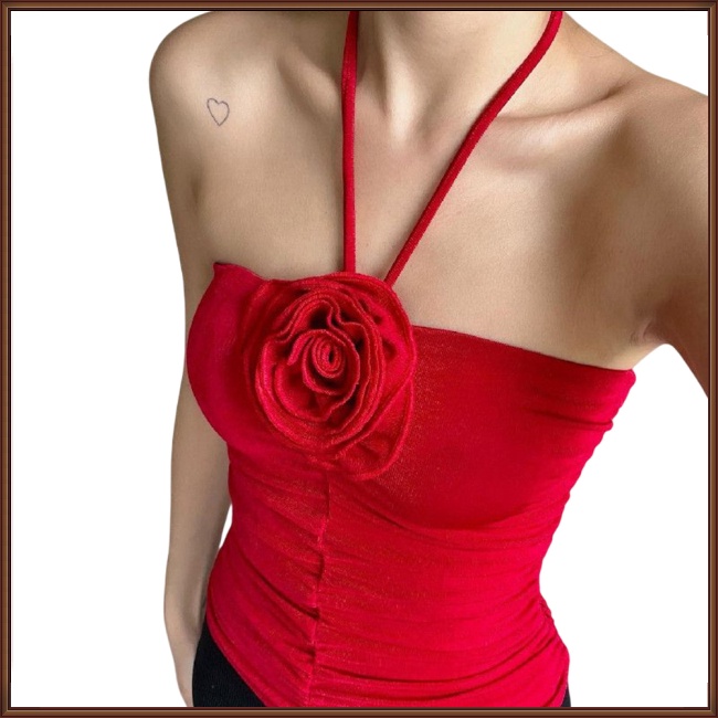 Áo Ống Màu Trơn Không Dây Họa Tiết Hoa Gợi Cảm Cho Nữ